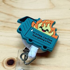Blue Dumpster Fire Badge Reel Holder